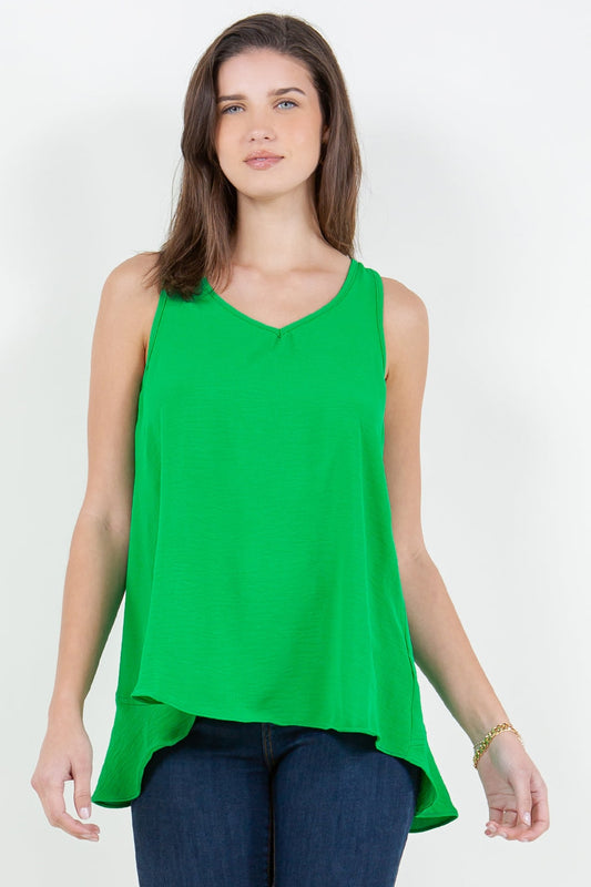 5624-6 Kelly Green Ruffle Back Top