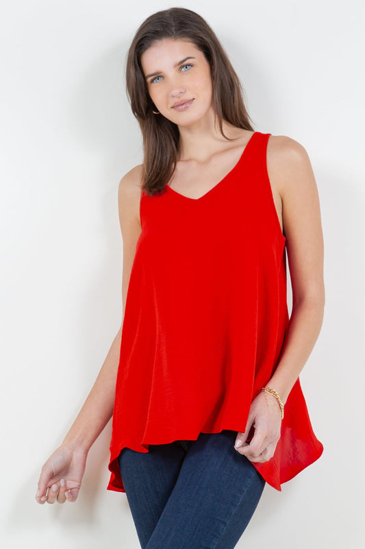 5624-6 Red Ruffle Back Top
