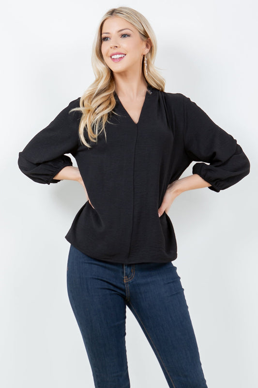 Style 5728 Black V Neck Airflow Top