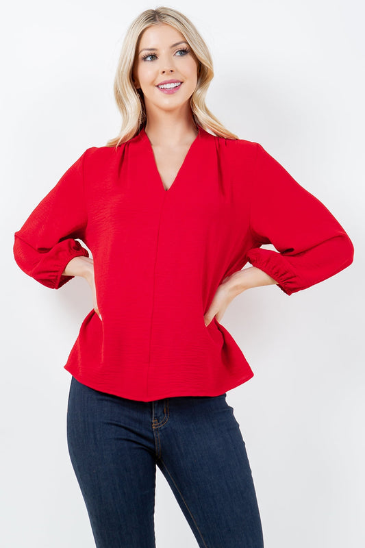 Style 5728 Red V Neck Airflow Top