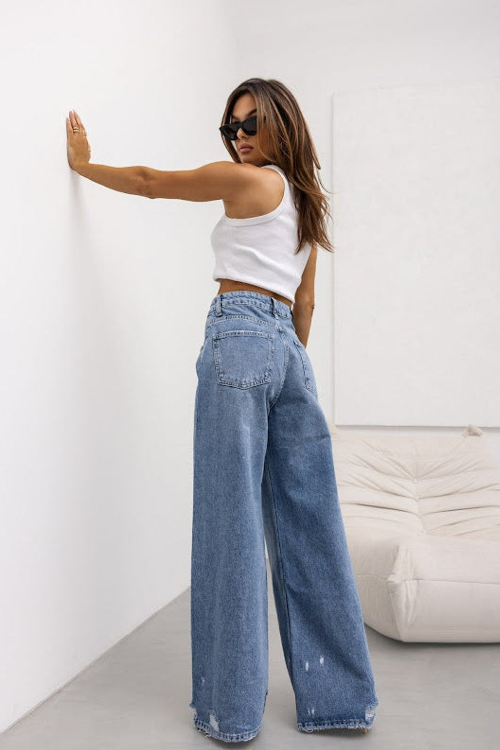 318 Blue Vintage Wash Flare Leg Jeans