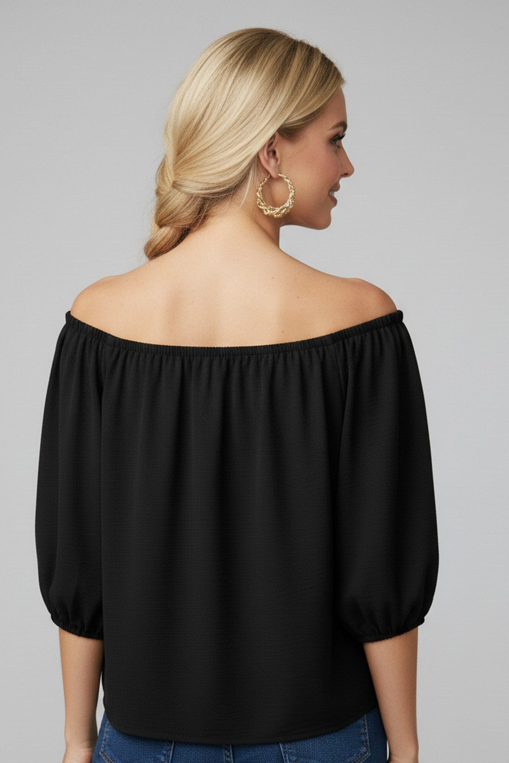 5656 Onyx Raven with Flowers Appliqué Blouse