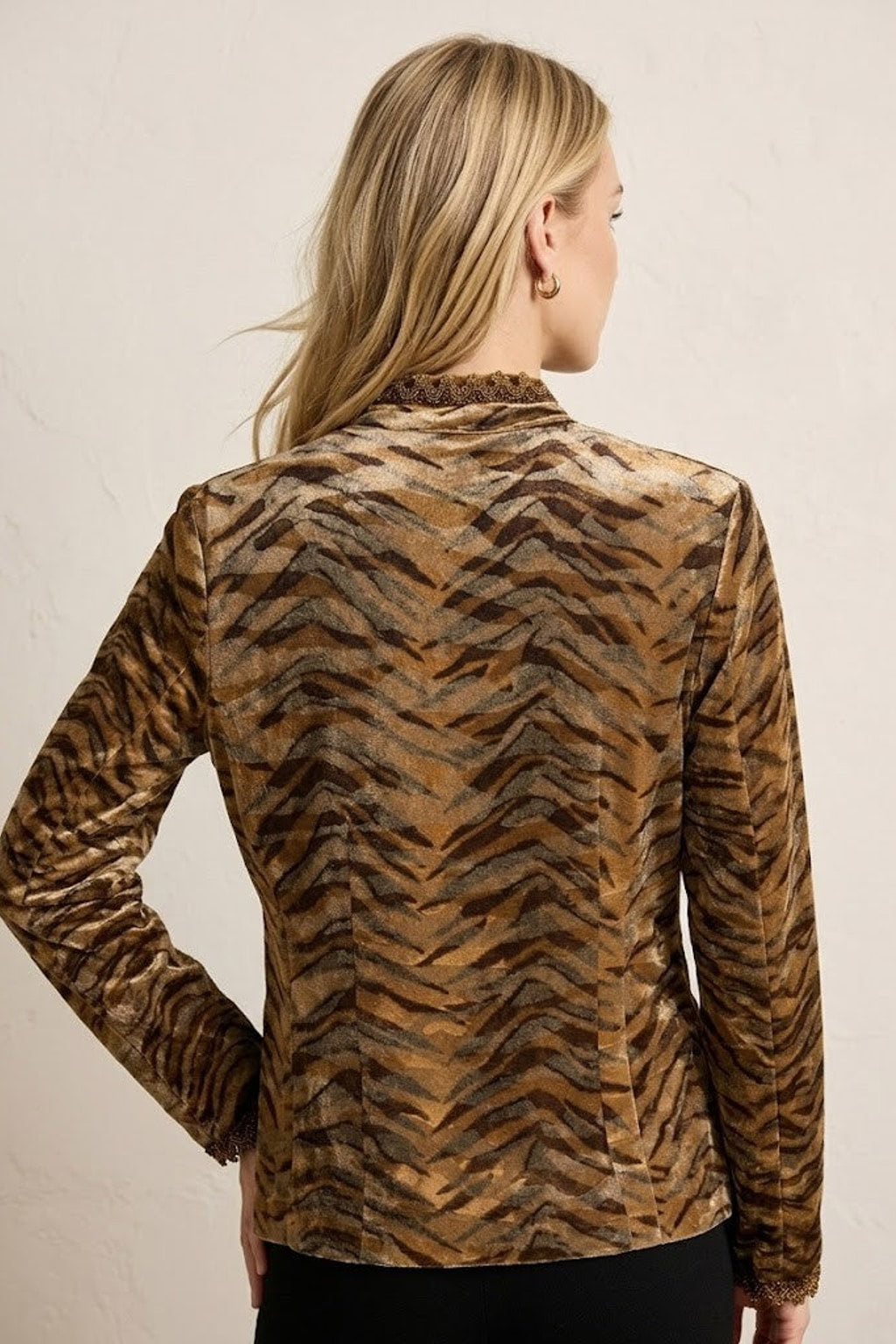 0605 Brown Gold Tiger Stripe Blazer