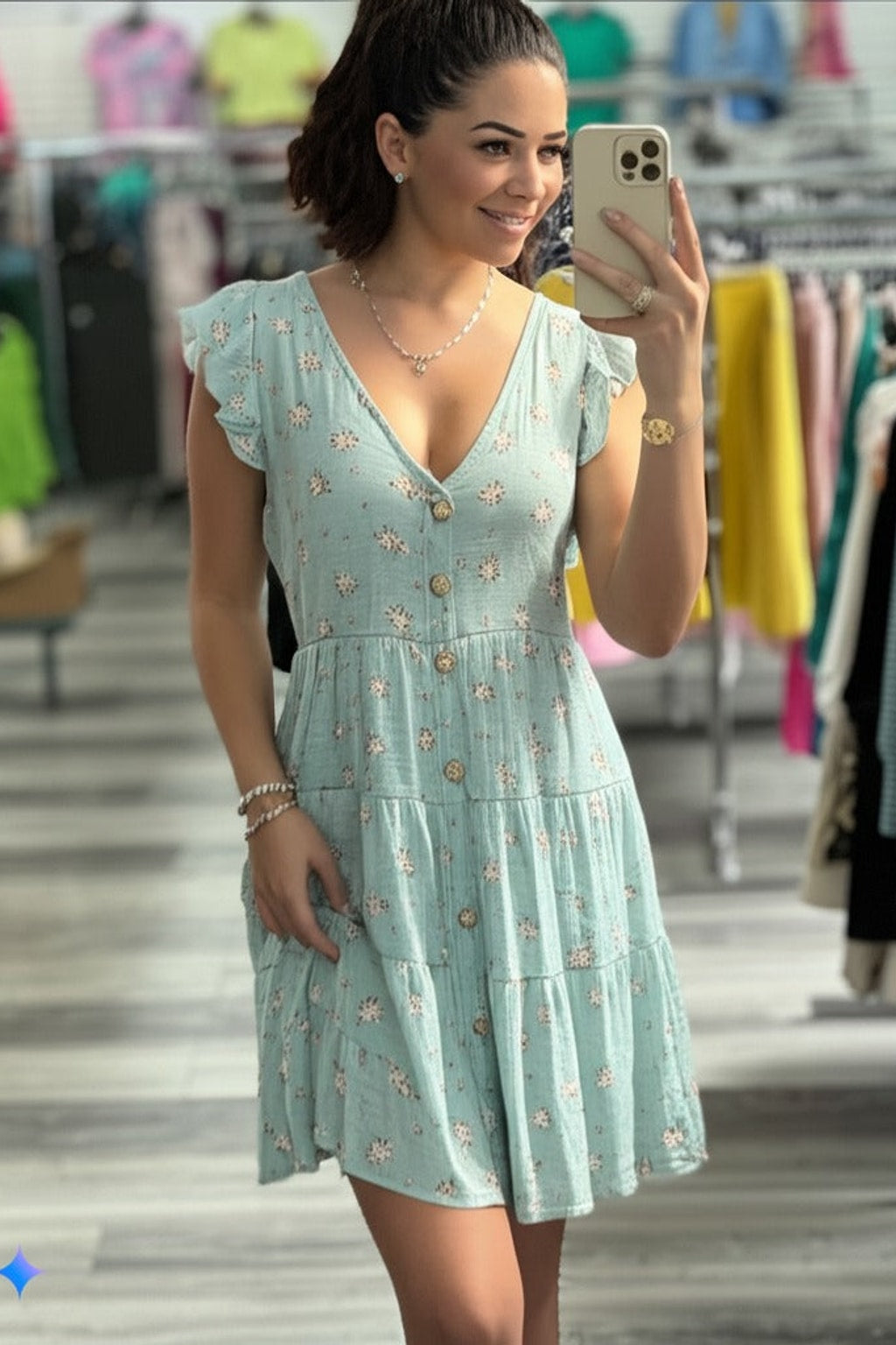 Button Down Print Dress