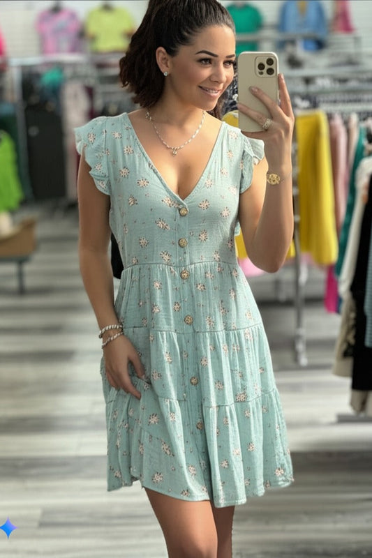 Button Down Print Dress