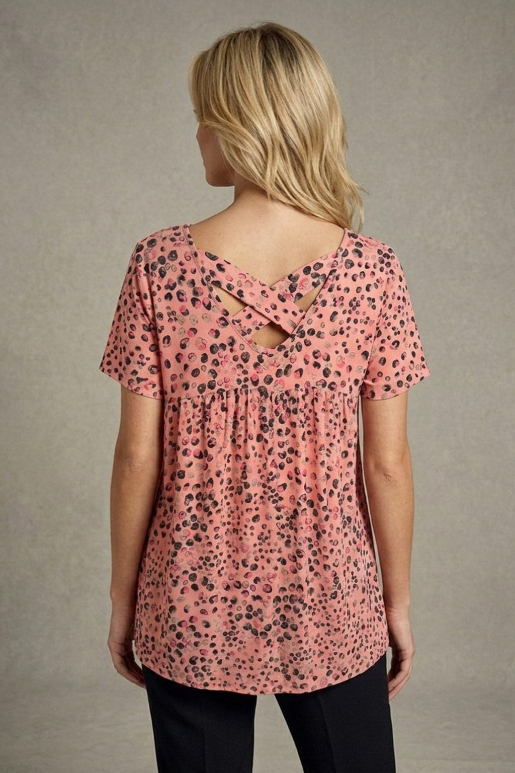 37365 Dusty Pink Leopard Print Flow Top