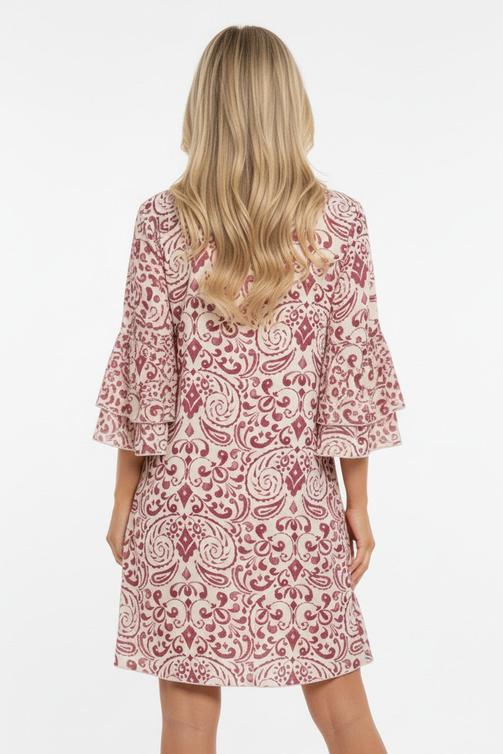 529 Marsala Ornamental Print Dress