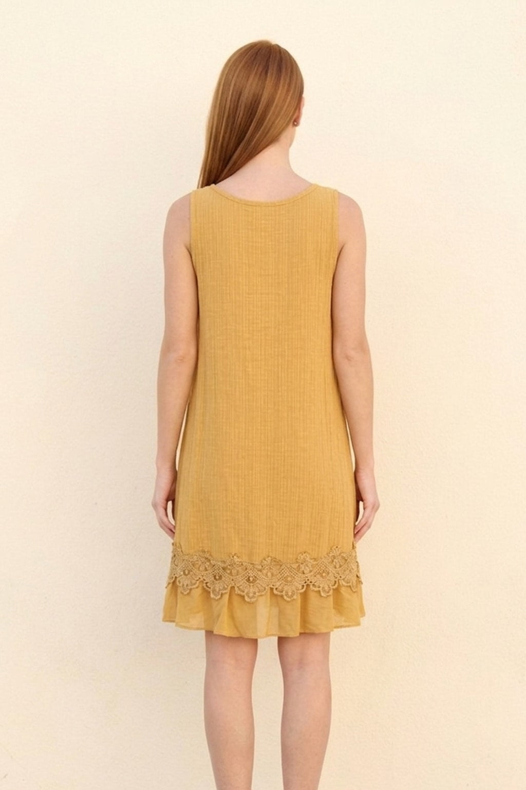 85000 Sunstone Sleeveless Dress with Lace Hem