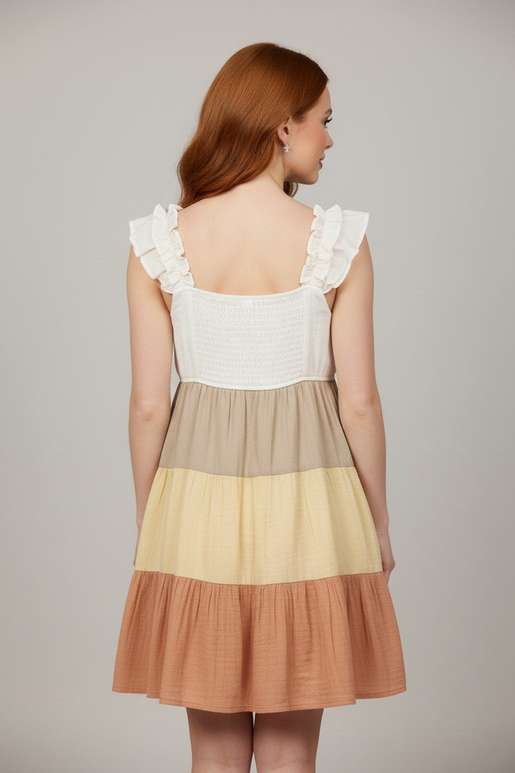 1952 Terracotta Sunset Tiered Dress