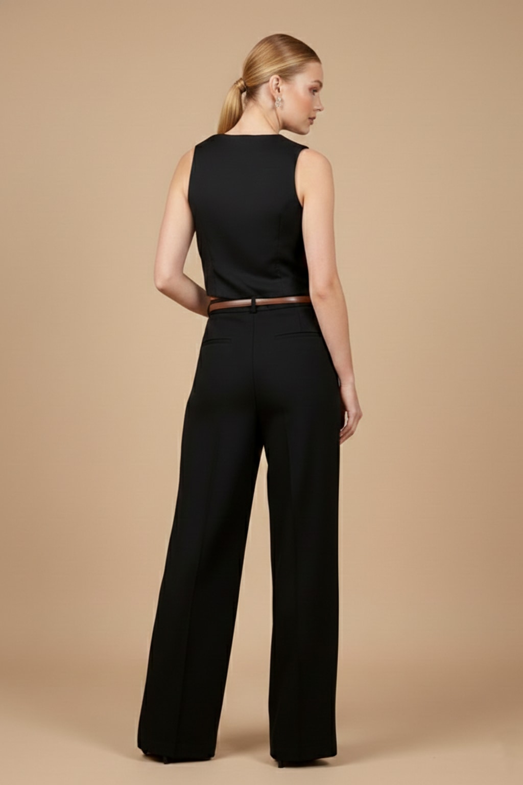 5160 Black Vest and Pants two-piece set