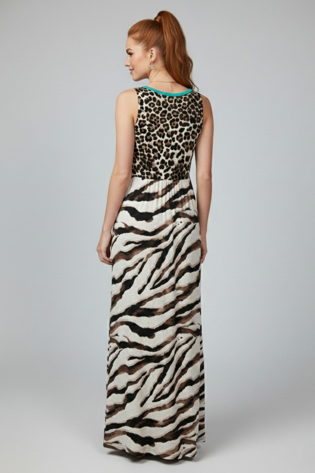 5160 Leopard Zebra Maxi Dress