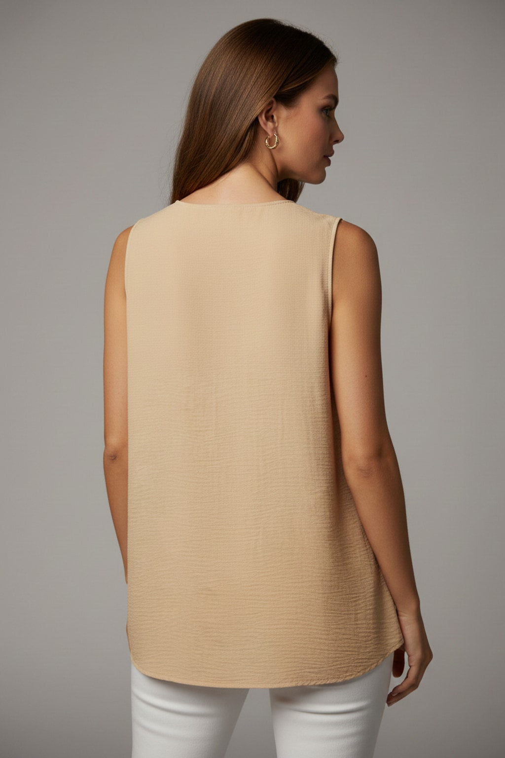 5513 Sand V-Neck Blouse