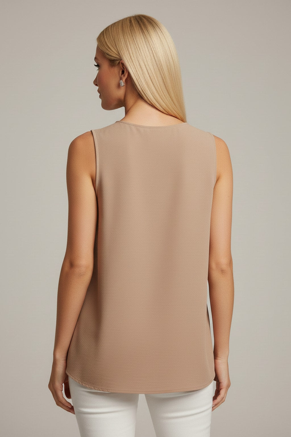 5513 Taupe V-Neck Blouse