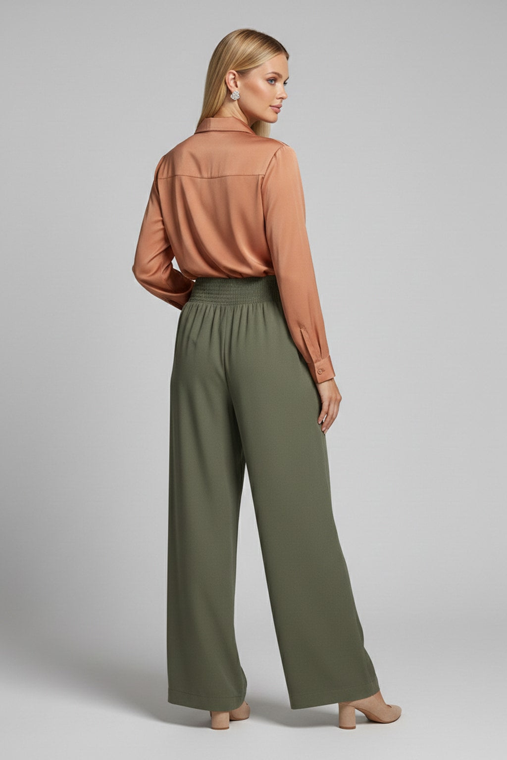 6913 Olive Tencel Pants with pockets