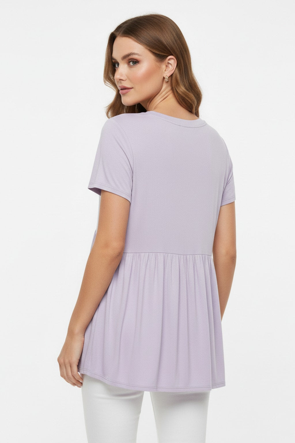 7209 Lavender with Flowy Hem Top