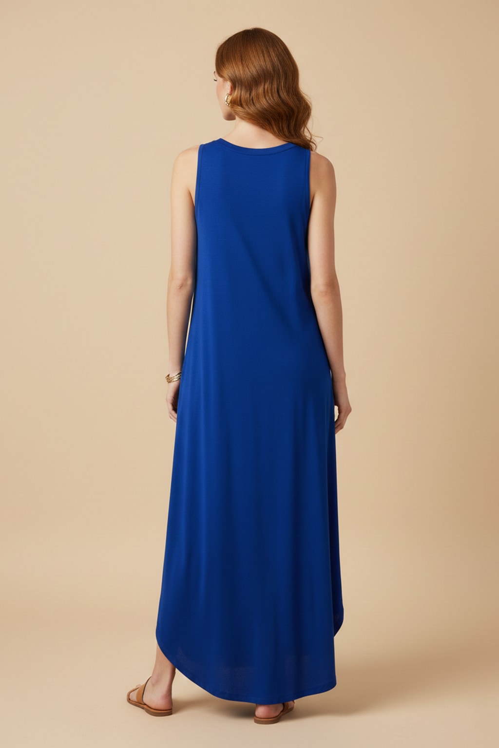 9073 Royal Blue Glam Sleeveless Maxi Dress