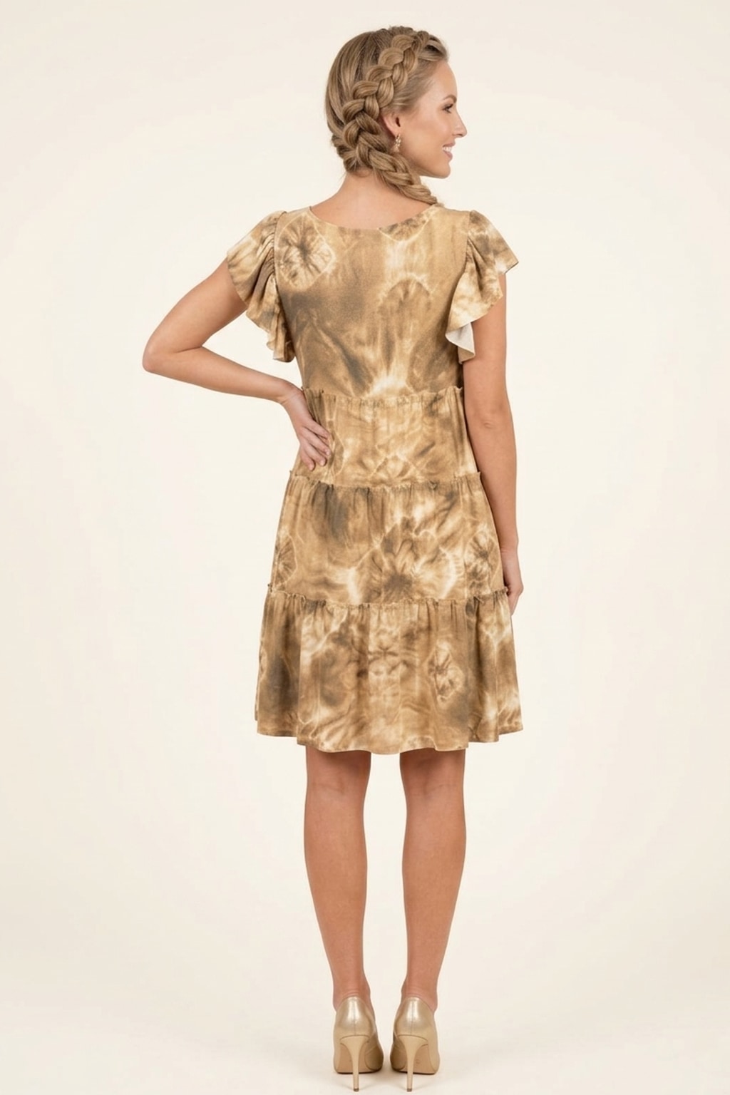 8288D4 Yellow Desert Glow Tie-Dye Dress