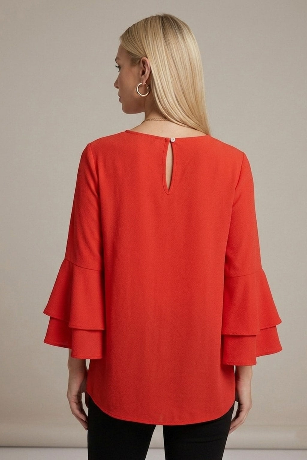 1974 Coral Red Bell Sleeve Blouse