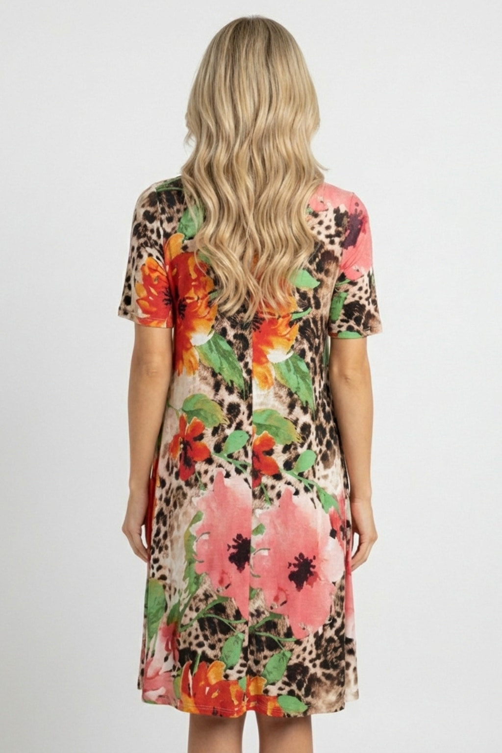 3500 Wild Bloom Floral & Leopard Midi Dress