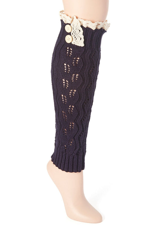 Navy Lace Trimmed Boot Socks