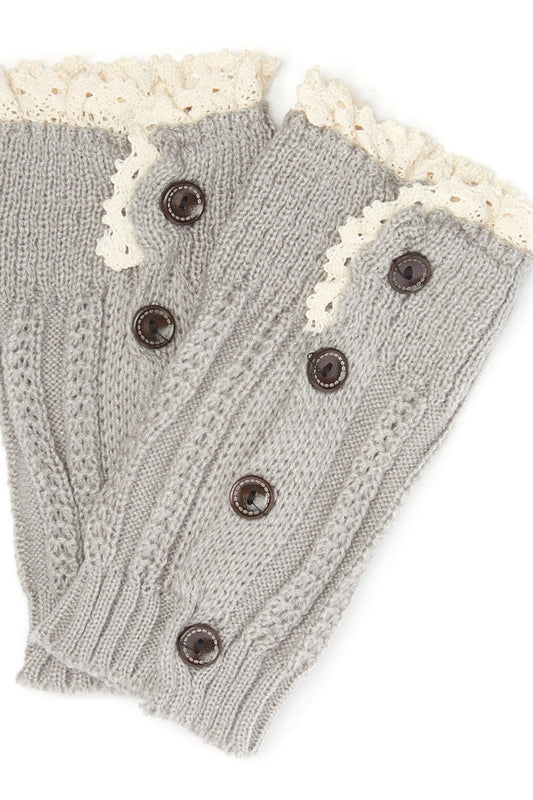 Grey Lace Trimmed Leg Warmers