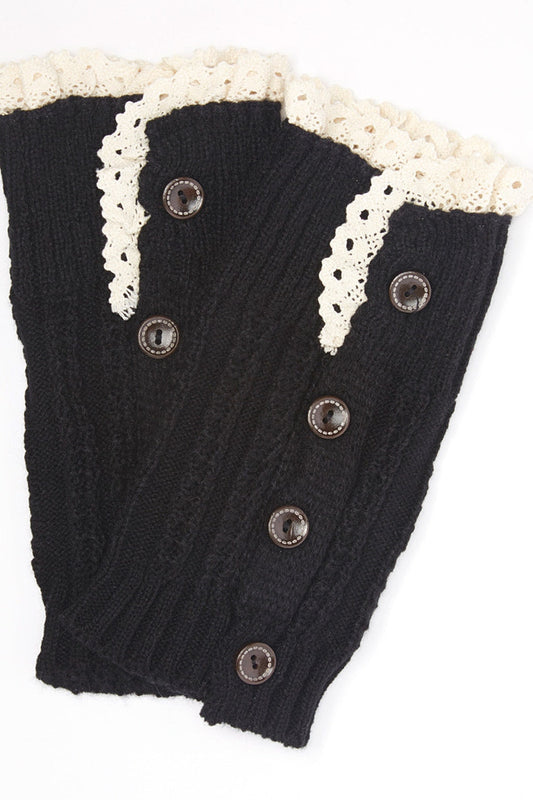Black Lace Trimmed Leg Warmers
