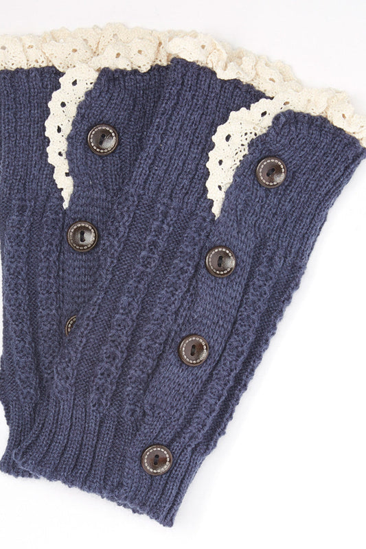 Navy Lace Trimmed Leg Warmers