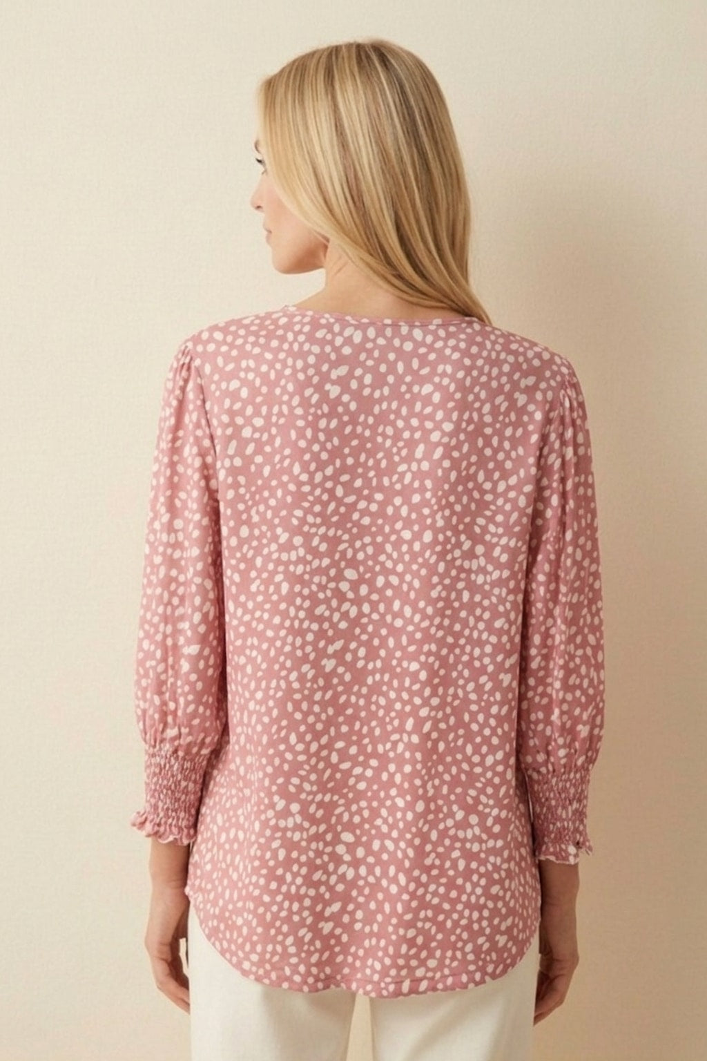 0003 Dusty Rose Polka Dot Blouse