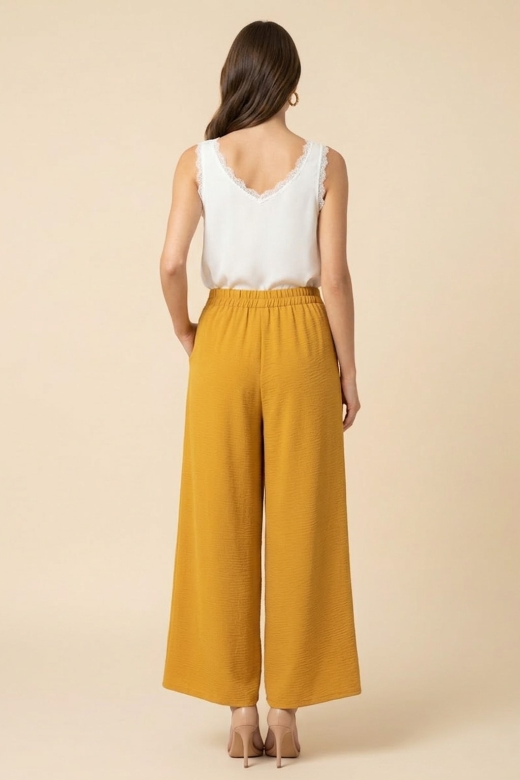 6122 Honey Mustard Pleated Trousers with Side Pocket