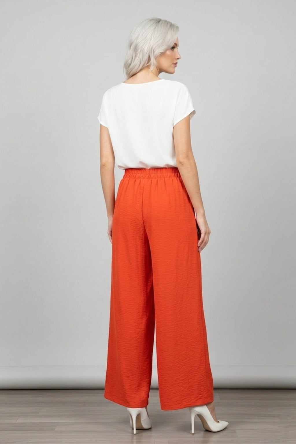 6122 Orange Pleated Trousers with Side Pocket