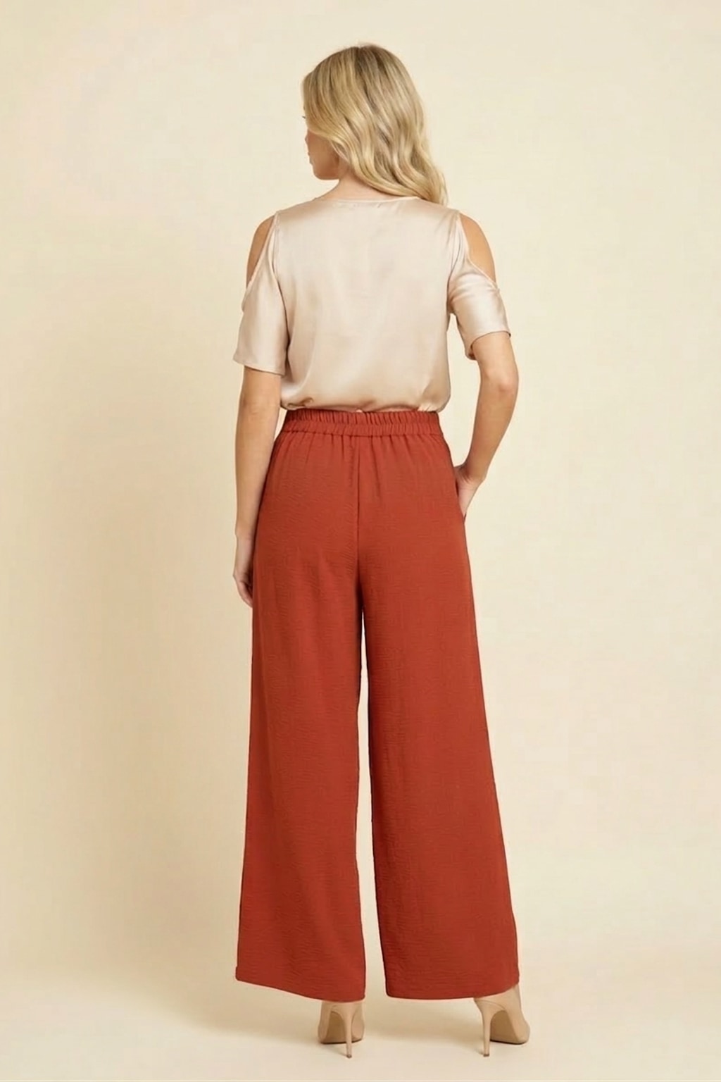 6122 Rust Pleated Trousers with Side Pocket