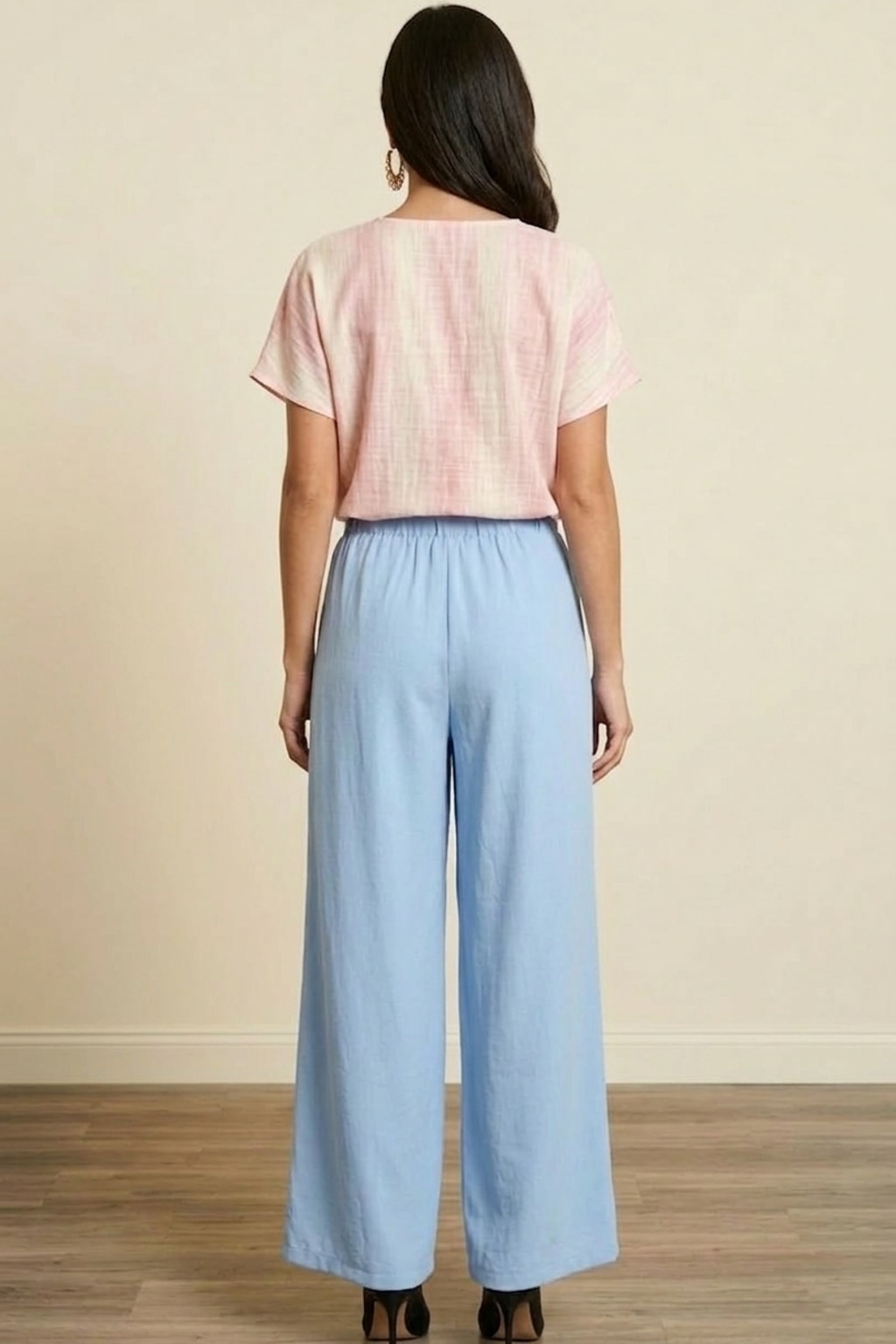 1234 Sky Blue Pleated Trousers with Side Pocket