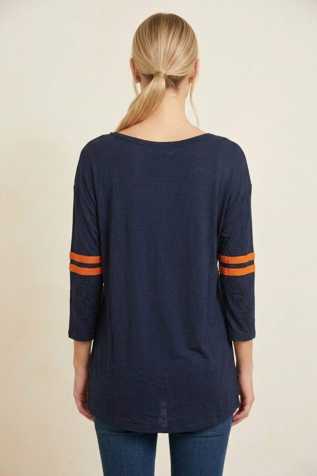 4080 Navy & Orange Team Spirit Top