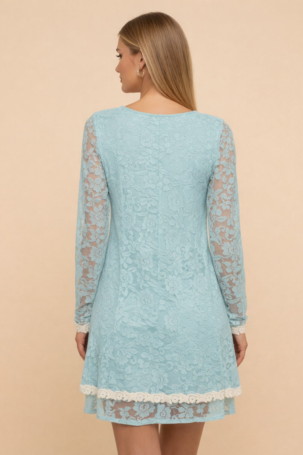 4239 Aqua Breeze Lace Dress with side pockets