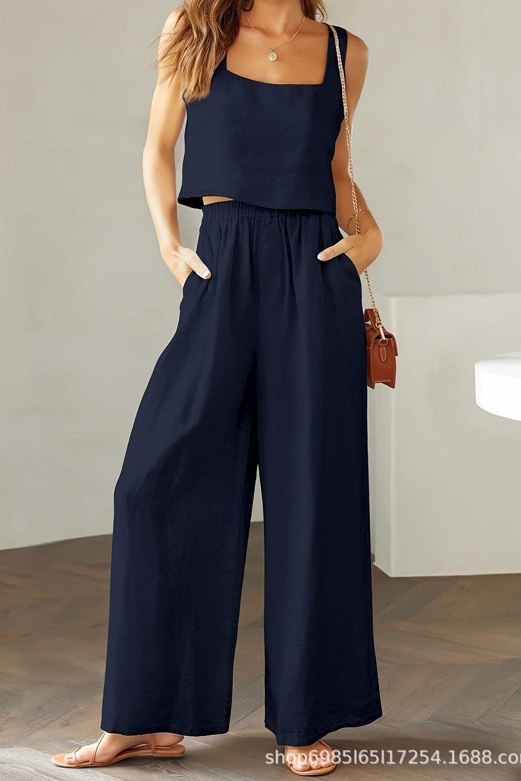 Style 2006 Navy Square Neck 2PC Set