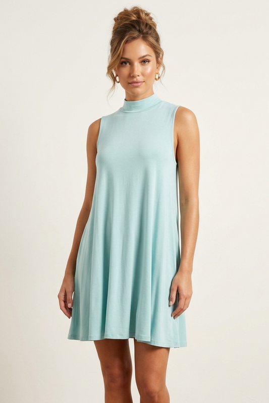 2905 Sage Green Sleeveless Pocket Dress