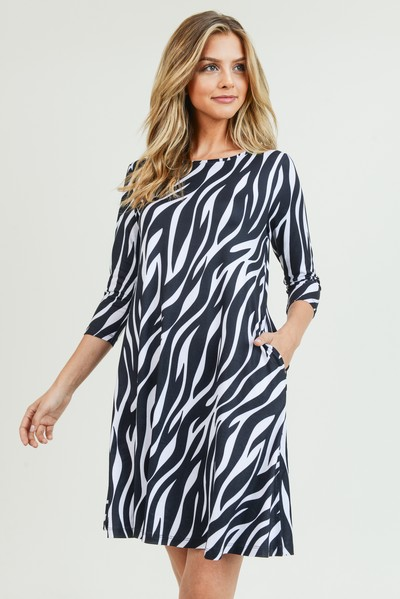 Black/White Zebra Print Dress 213