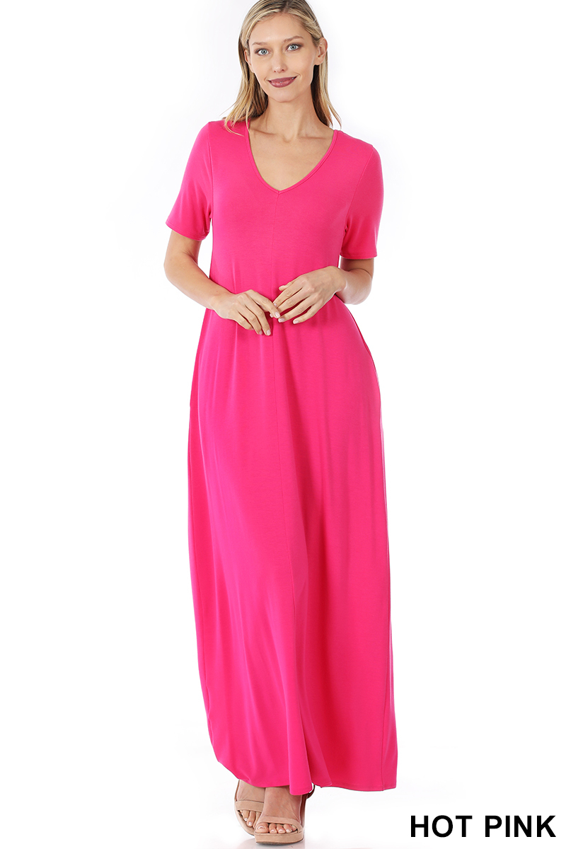 LTMD-1025 Maxi Dress Hot Pink - PLUS