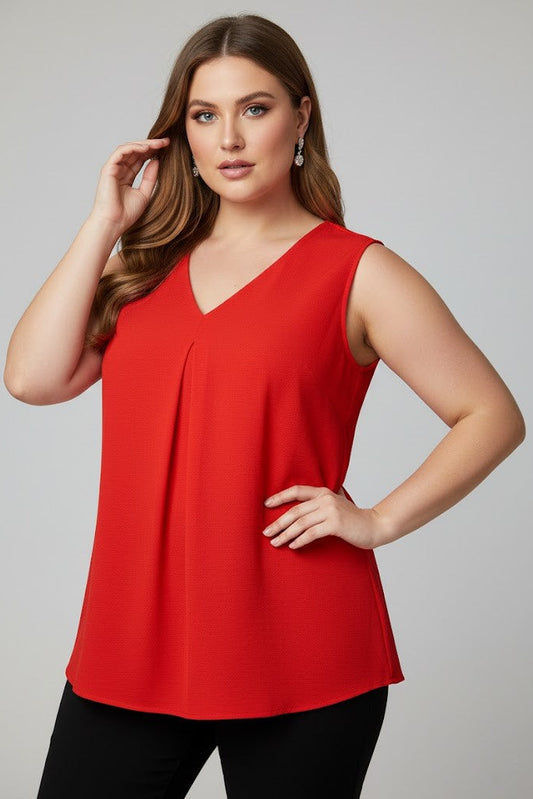 5513 Red V-Neck Blouse Plus