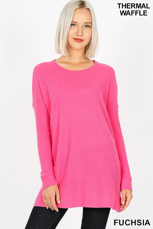 2429 Fuchsia Waffle Thermal Top