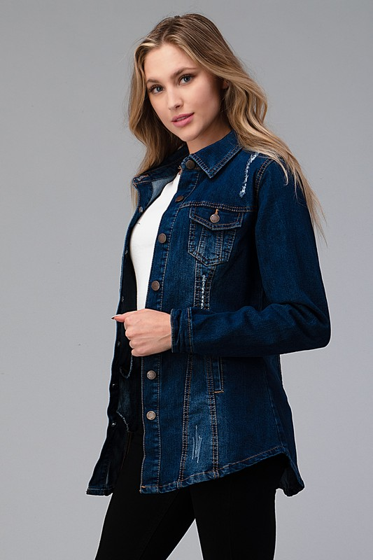 102J Dark Denim Distressed Jacket