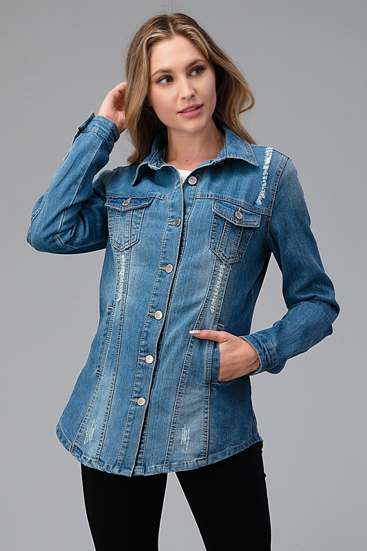 102J Light Denim Distressed Jacket