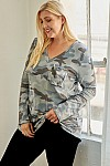 1888 Blue Camo Leopard Print Plus Size Top