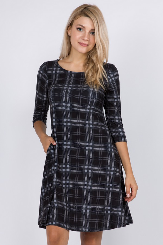 Black Plaid Dress 251