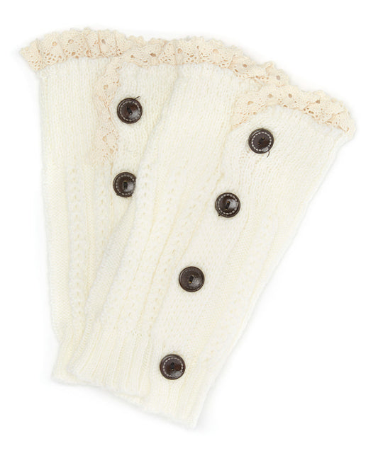 White Lace Trimmed Leg Warmers